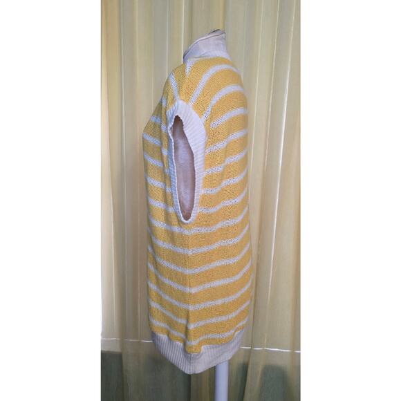 Zara Yellow & White Striped Sleeveless Top Sweater Size S - Picture 2 of 6